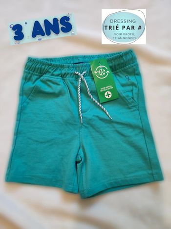 Short vert 3 ans Okaïdi neuf avec étiquette