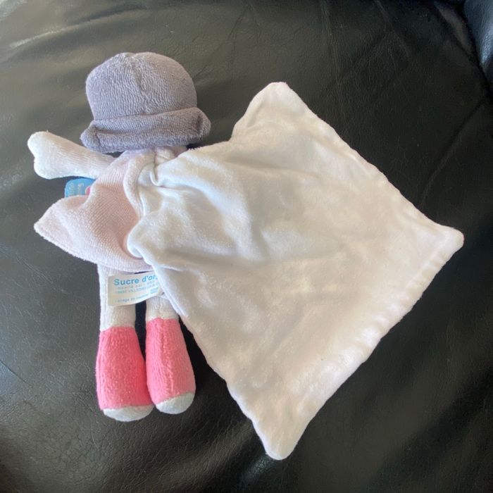 DOUDOU POUPEE ROSE CAJOU SUCRE D'ORGE JOUET PELUCHE POUPEE BRUNE COEUR CARRE DE COTON SUCRE DORGE - photo numéro 3