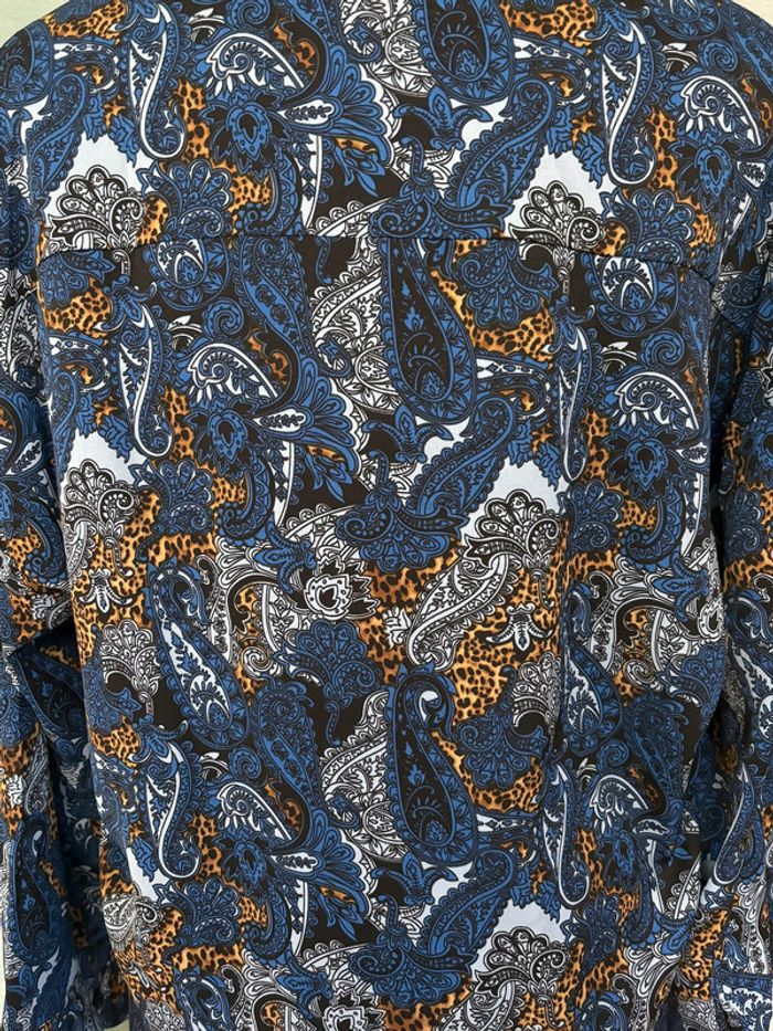 Chemise fluide vintage motif paisley dans les tons bleus 44/46 - photo numéro 5