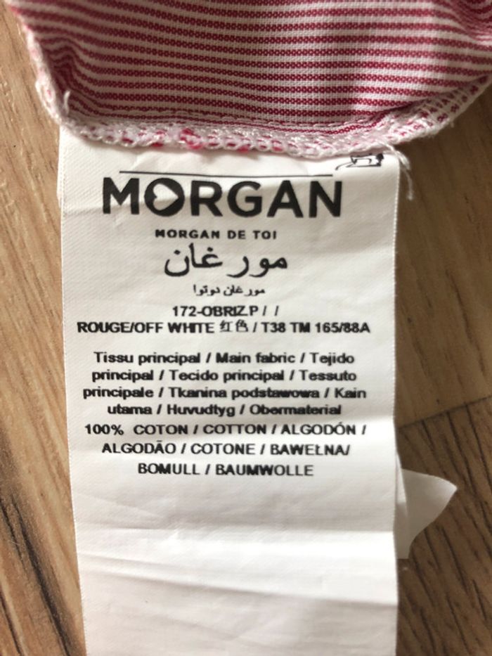 Blouse rayée blanche et rose avec manches à volants Morgan - photo numéro 5