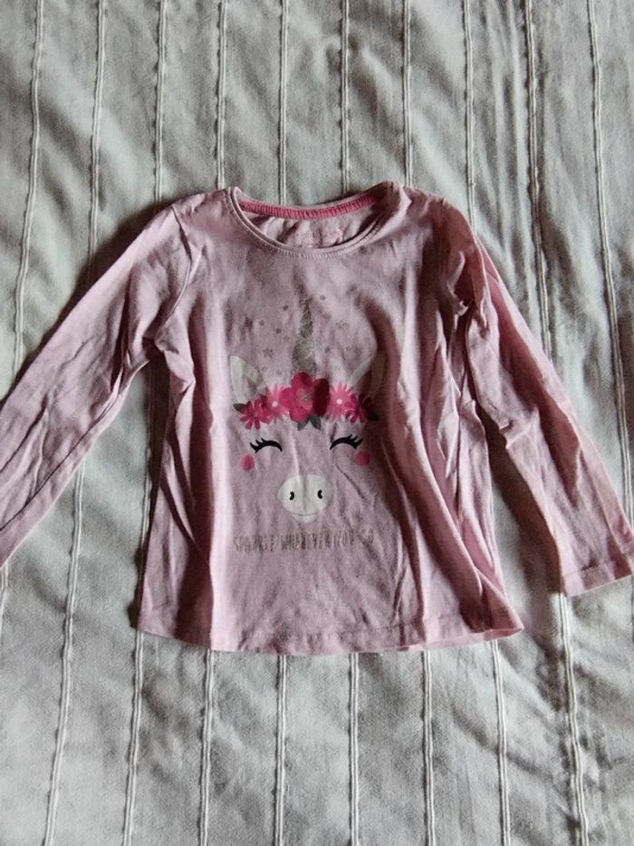 tee shirt manches longues licorne 3 ans