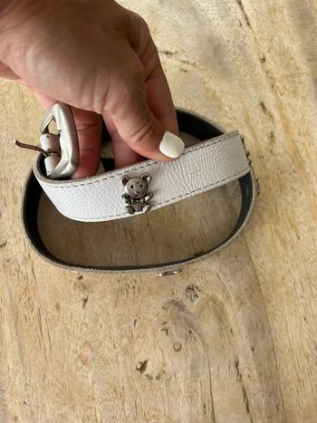 Ceinture cuir blanc ourson vintage