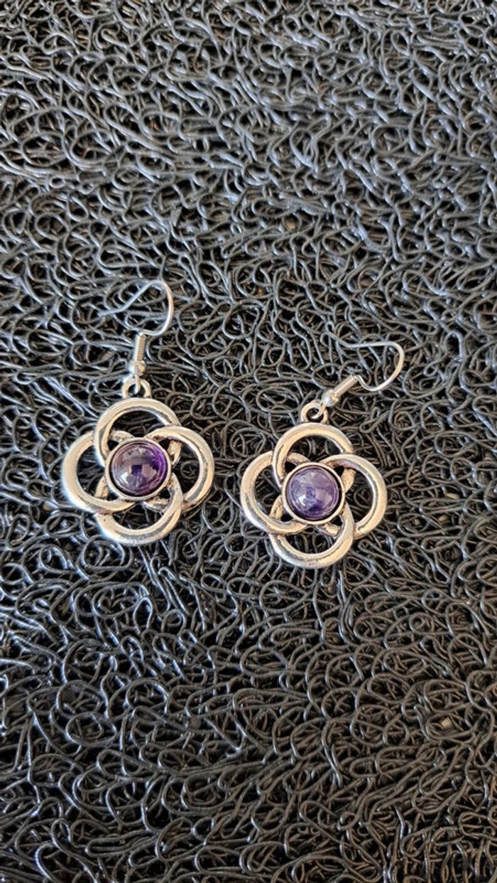 Boucles d'oreilles pierre améthyste