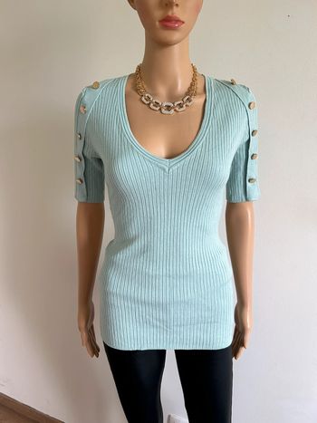 Pull turquoise à manches courtes Morgan taille L TBE