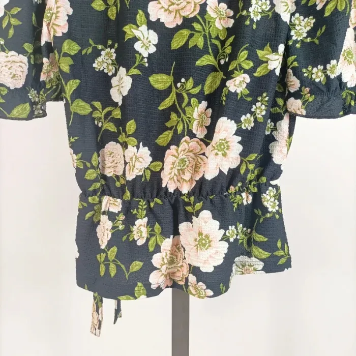Blouse fleurie Dorothy Perkins noire fleurie taille 36 col volanté neuve A526 - photo numéro 7