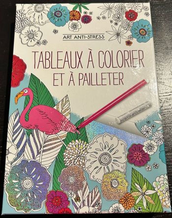 Tableau à colorier et à pailleter