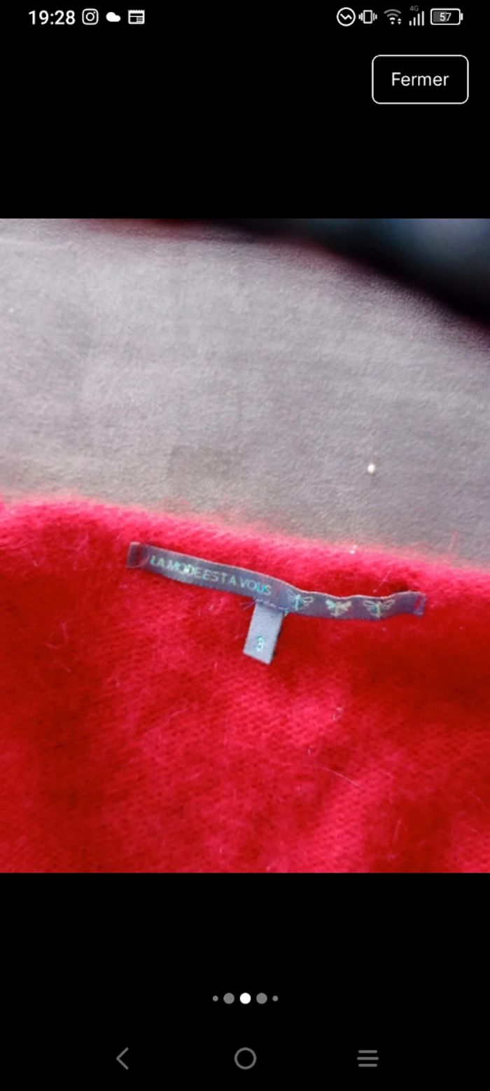 Cache-cœur femme L rouge angora c81 - photo numéro 6