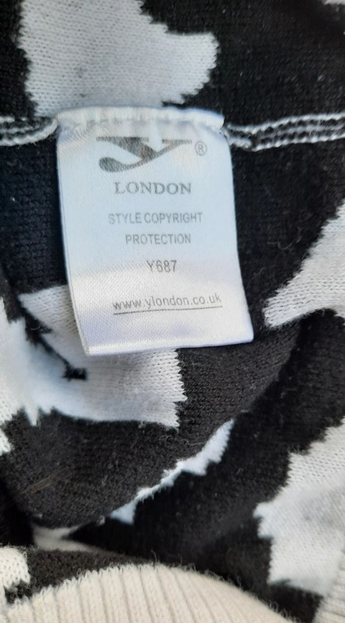 Pull léopard noir et blanc London, taille S/36 - photo numéro 4