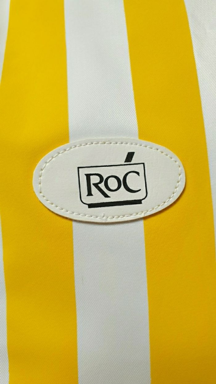 Neuf grand sac de plage besace à rayures jaunes et blanches Roc - photo numéro 4