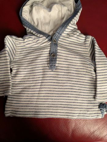 Sweat blanc et bleu 3-6 mois