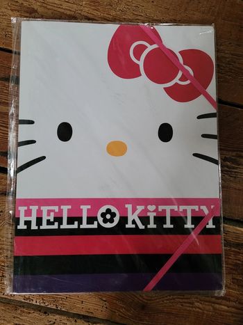 NEUF sous blister Grande chemise Hello Kitty chat rose rayures élastique