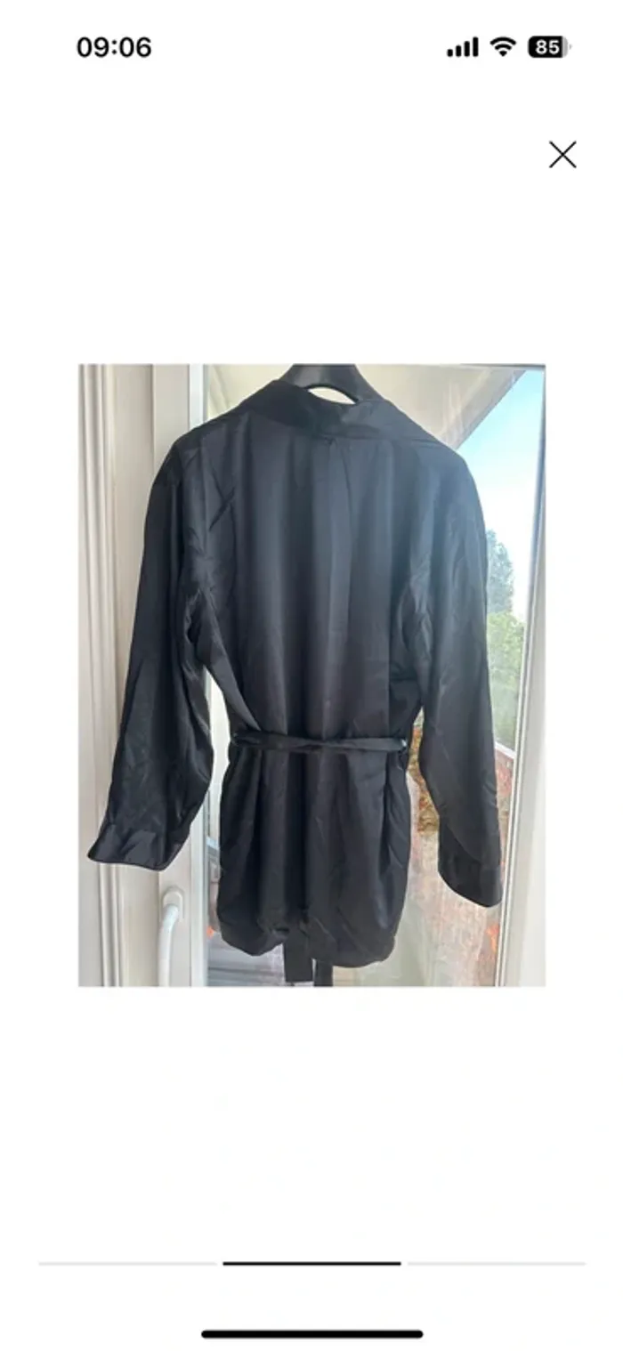 Alexander Wang robe-kimono soie noire luxe brodée tigre – silk kimono dress tiger XXS - photo numéro 2
