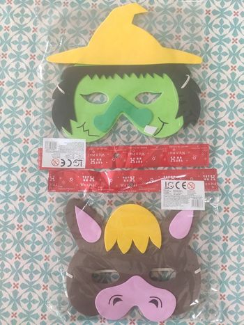 2 masques en mousse déguisement