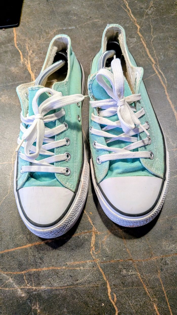 Baskets basses style Converse turquoise