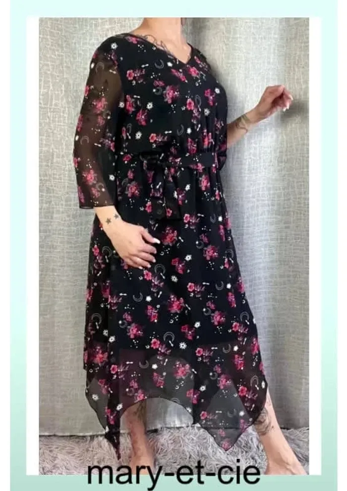 Robe longue manches 3/4 taille 38 - cache cache - photo numéro 3