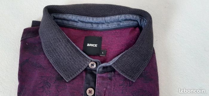 Polo violine motifs fleurs noires / Brice / Taille L - photo numéro 8