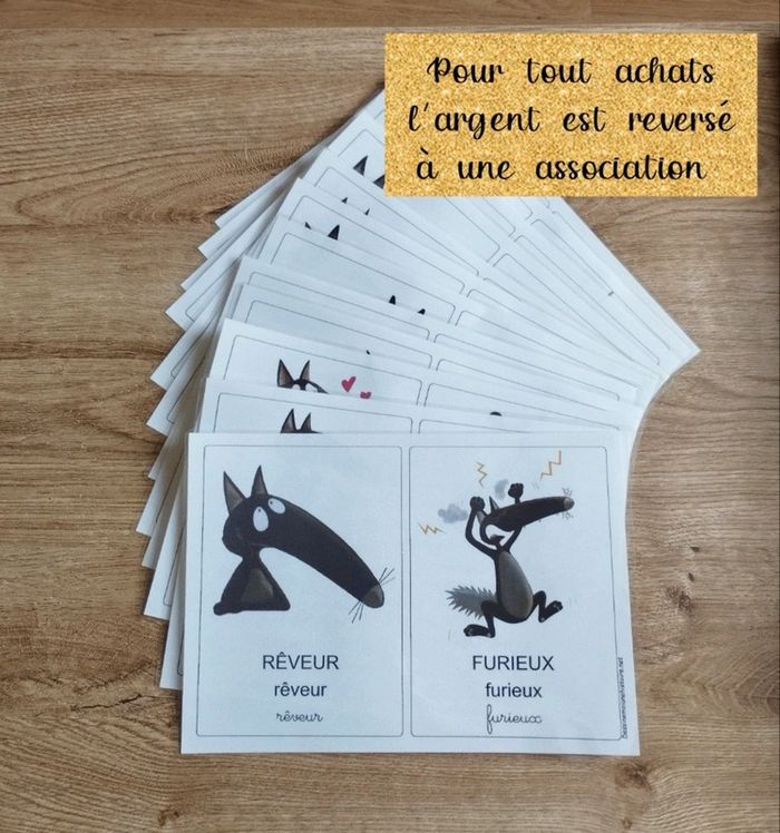 ⭐ Lot de 12 feuilles humeur plastifier Le loup qui #emyfleury_cartes