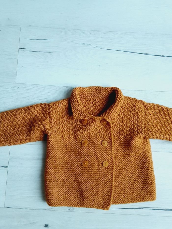 Vêtement mixte garçon fille gilet en laine moutarde 3 ans - photo numéro 2