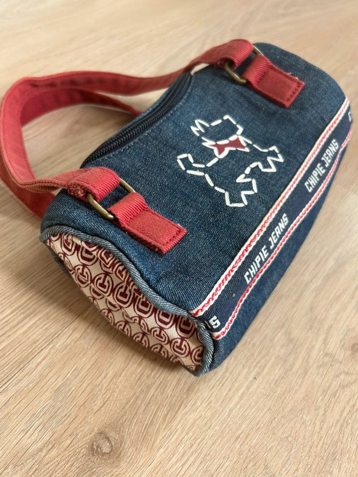 Petit sac Chipie Jeans vintage – denim & anses rouges – Y2K / années 2000 - photo numéro 3