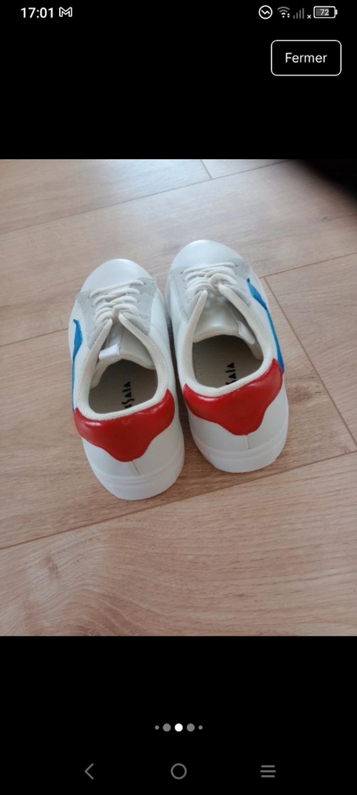 Baskets blanches style éclair 33 mixte c 80 - photo numéro 4