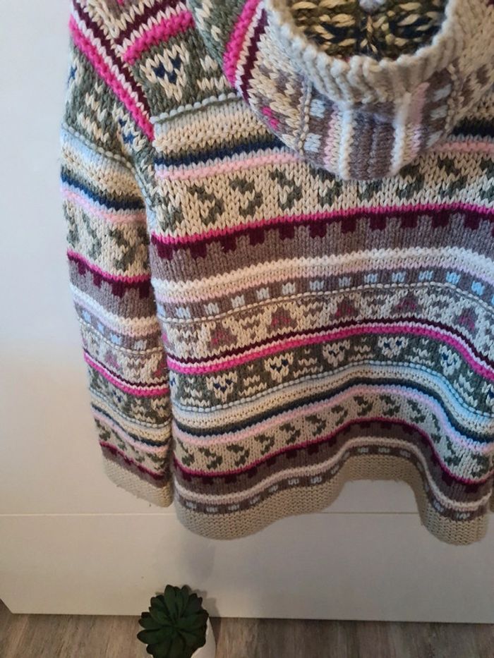 Pull gilet laine à capuche vintage - photo numéro 5