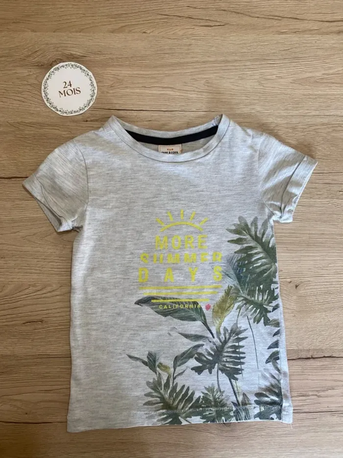 Tee-shirt gris motif manche courte garçon 24 mois / 2 ans tape à l’œil