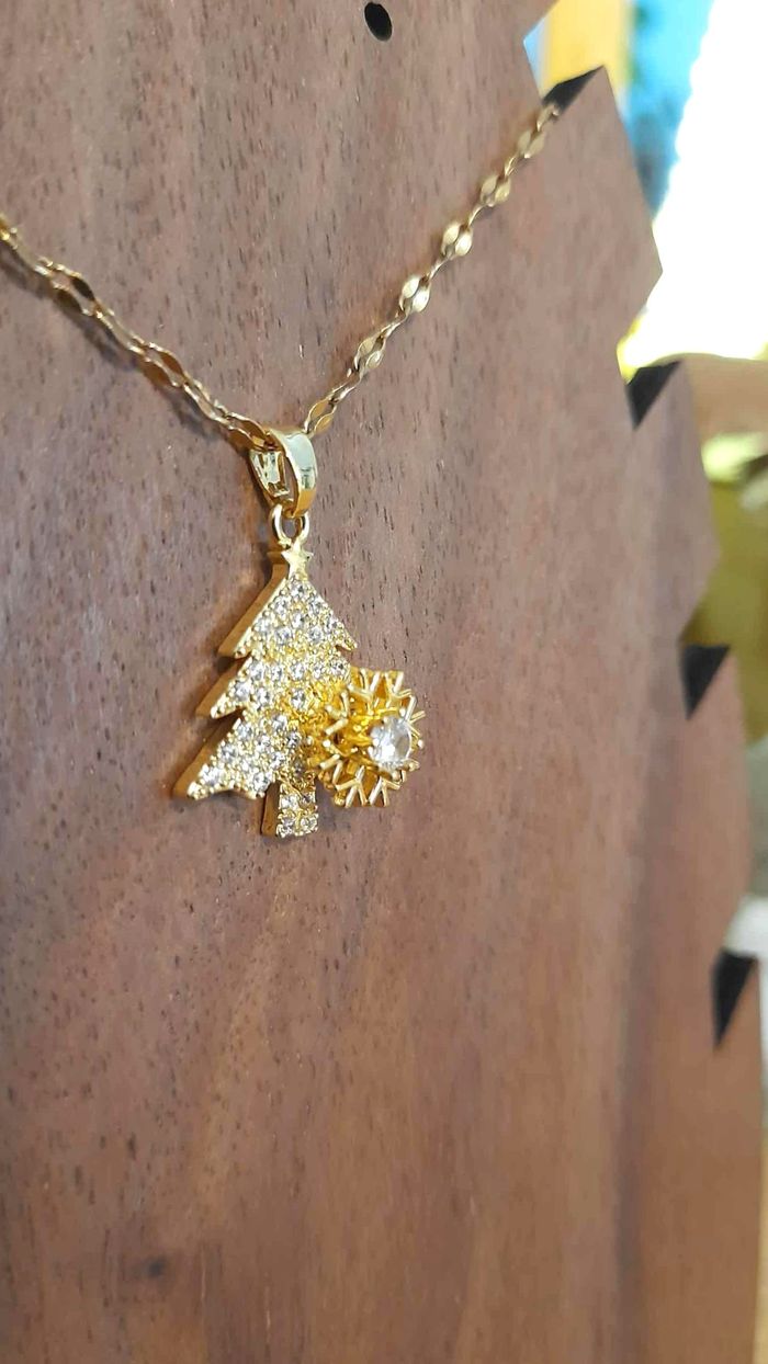 Bijoux Noël | Collier plaqué or Sapin - Neuf