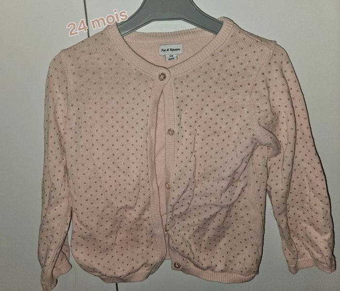Gilet rose à points dorés - Pat et Ripaton - 24 mois 😊