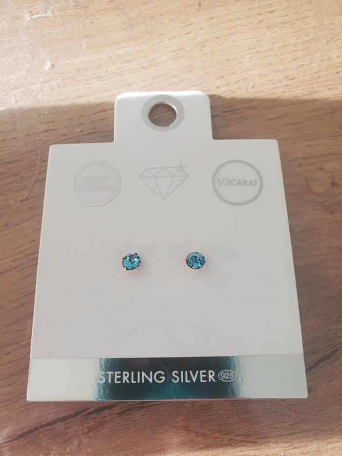 Boucles d'oreilles à tige en argent et cristal de Bohême bleu Lovisa neuves - photo numéro 2