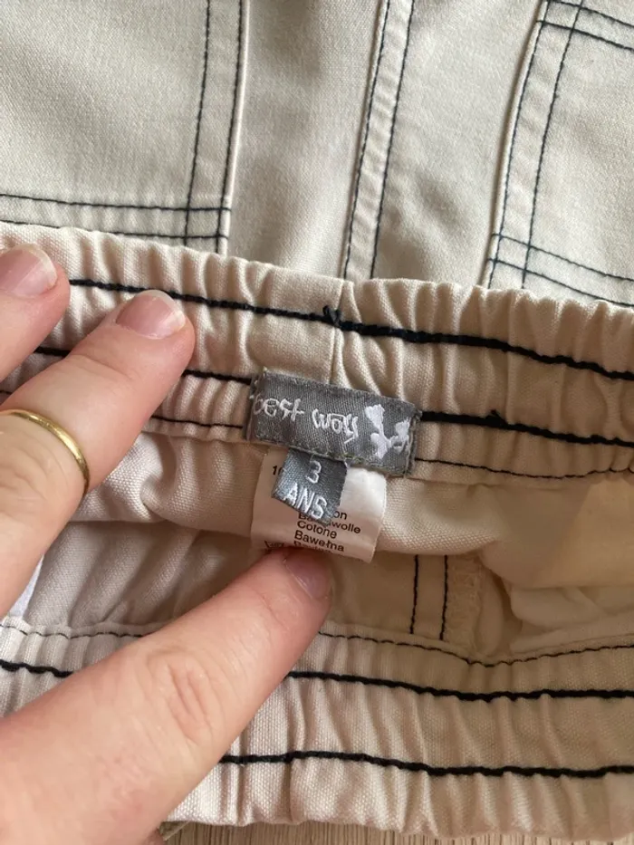 Pantalon Cargo mi-saison beige garçon couture foncé 3 ans Best Way - photo numéro 7