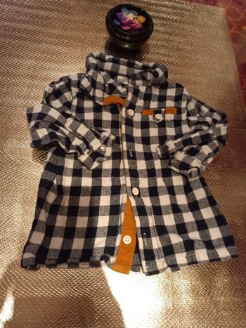 Chemise mixte à carreaux noir blanche et ocre