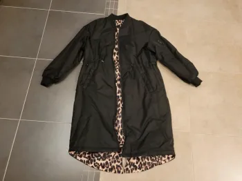 Bomber parkas trench réversible taille 1 noir et léopard