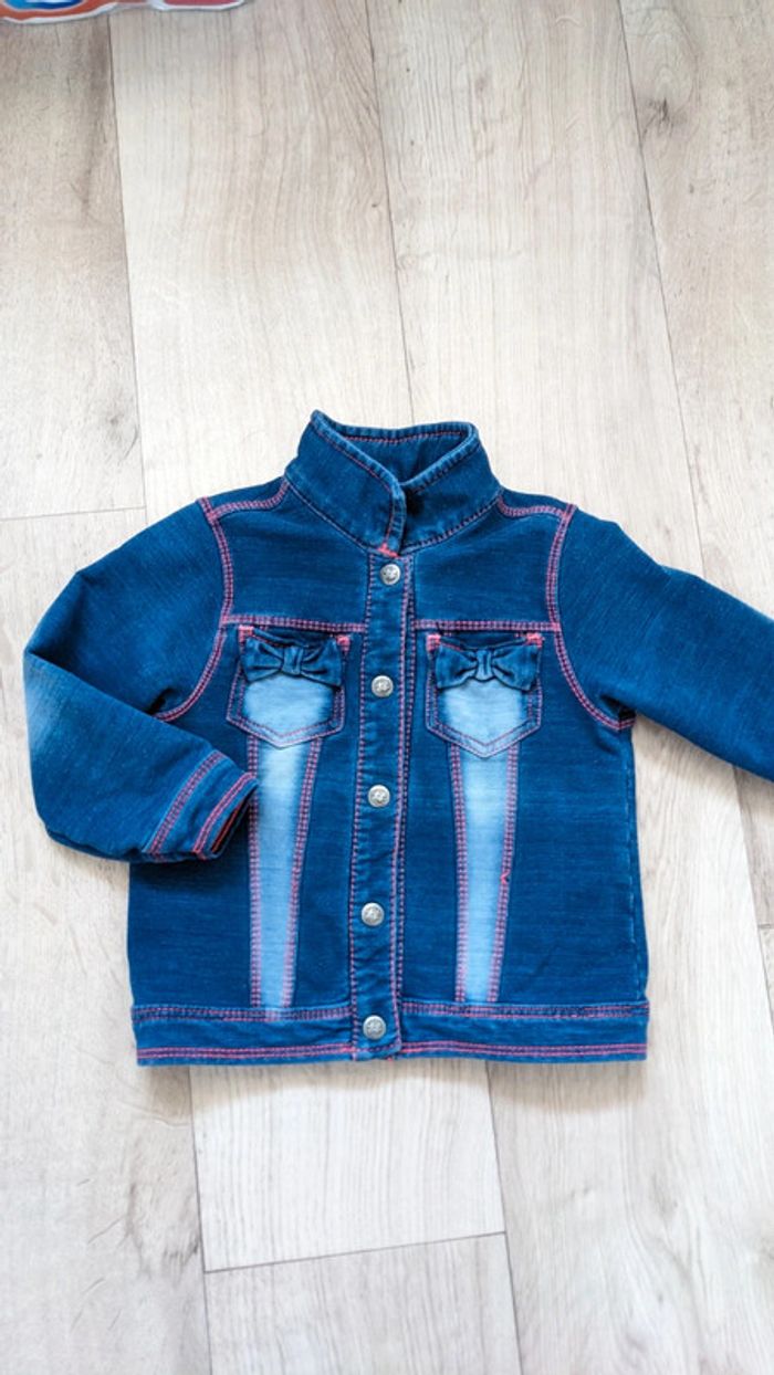 Petite veste stretch blue denim et rose DPAM 24 mois