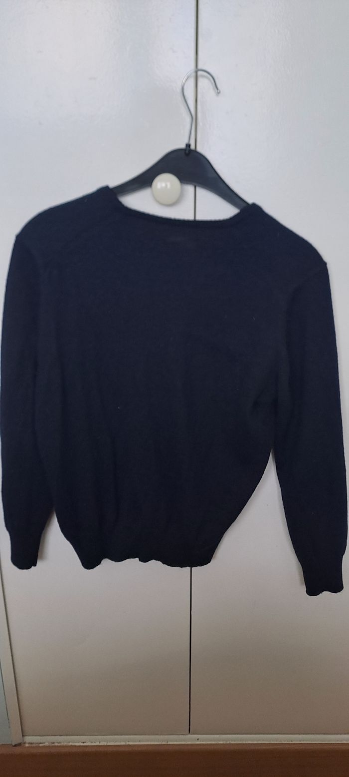 Pull bleu marine col V classique Caroll - Taille 34 - photo numéro 2