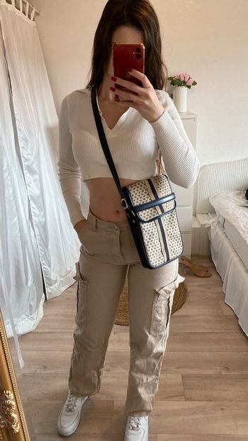 Sacoche à motifs vintage en toile et cuir