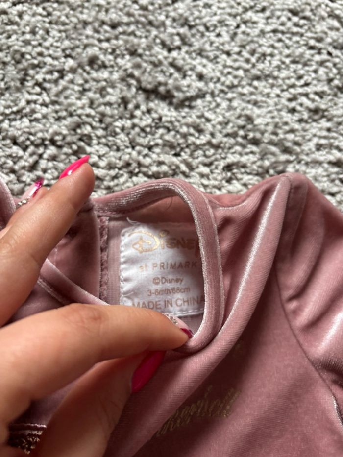 🌺Robe manche courte rose en velours avec tutu Disney La fée clochette Taille 3-6mois/68cm🌺 - photo numéro 5