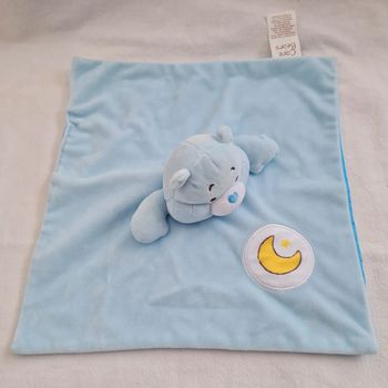 Doudou Ours Bisounours carré plat bleu - Cars Bears