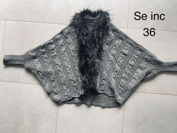 Poncho cape chauve souris hiver fausse fourrure - photo numéro 3