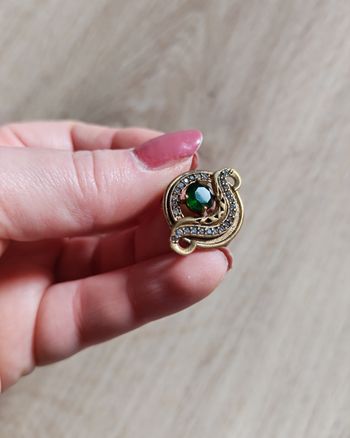 Bague vintage argent doré et vert RARE