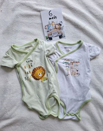 Lot de 2 body manches courtes lion girafe Orchestra