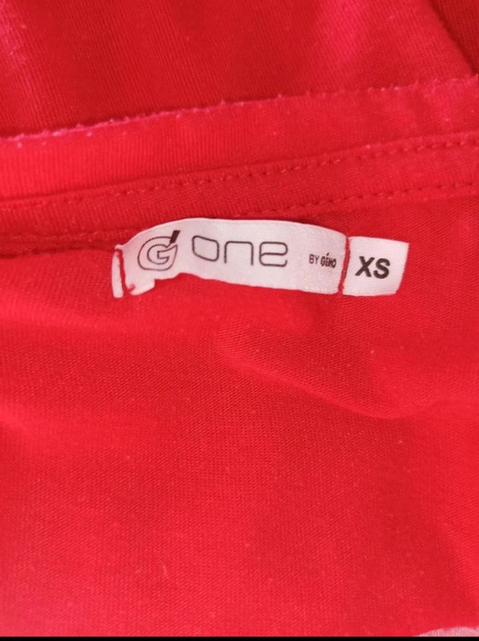 Tee-shirt manches courtes rouge Gémo femme taille XS - photo numéro 4