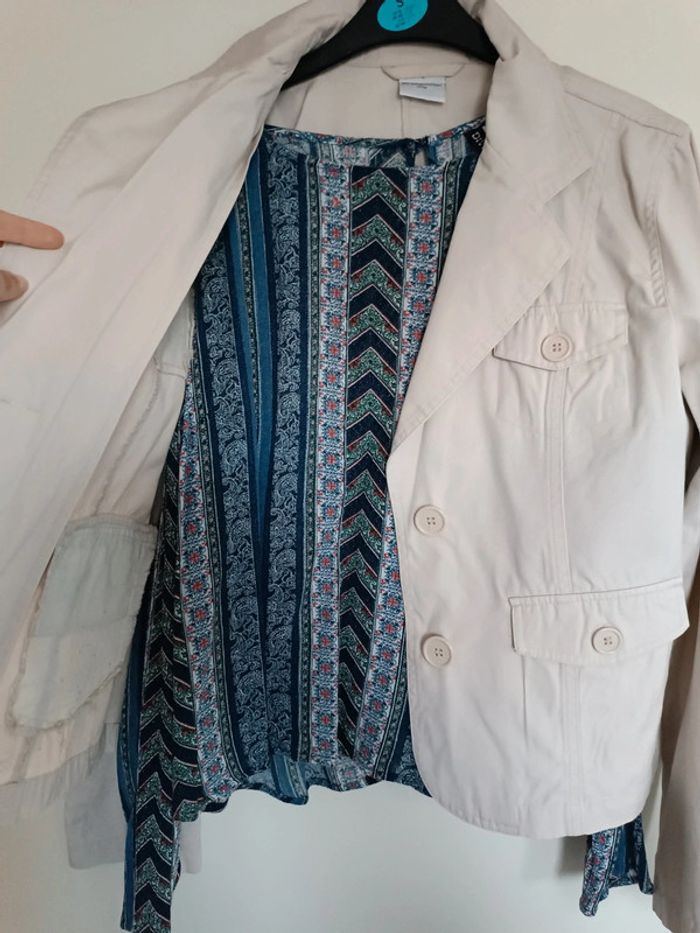 Veste de mi-saison, blazer beige - taille 40 - très bon état - H&M - photo numéro 4