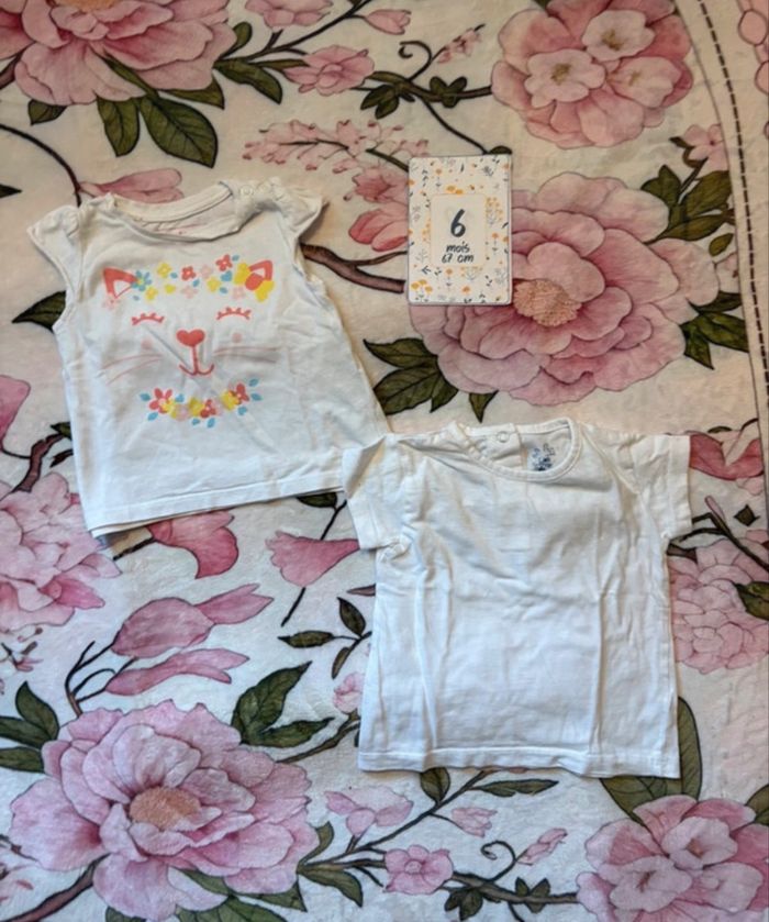 lot 2 ensembles 6 mois t shirt + short fille été - photo numéro 4