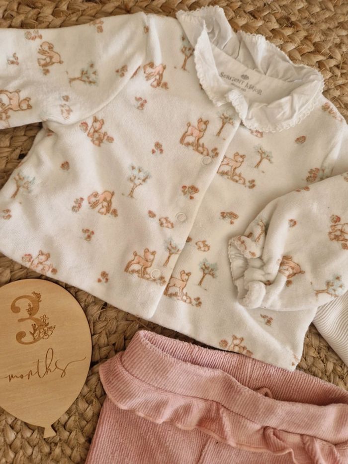 Ensemble veste tshirt legging rose et blanc sergent major bebe fille 3 mois - photo numéro 2