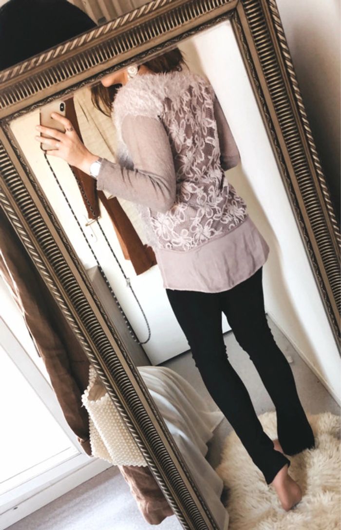 Pull top maille dentelle sweat blouse camisa sweater maglione suéter trui vest blusa Maglia camicia - photo numéro 2