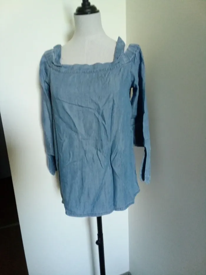 Blouse Bardot Esprit jean tencel - photo numéro 2