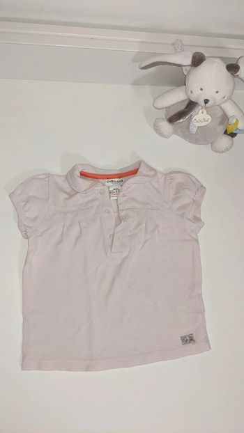 Tee-shirt Polo Cyrillus 18 Mois rose pâle