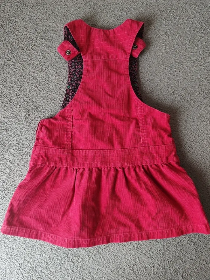 Robe salopette Sergent Major velours côtelé fuchsia 3 ans - photo numéro 2