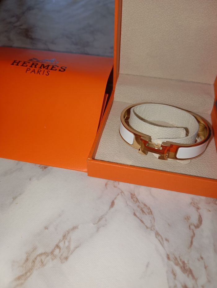 Bracelet Hermès blanc et or  avec boîte neuf - photo numéro 8