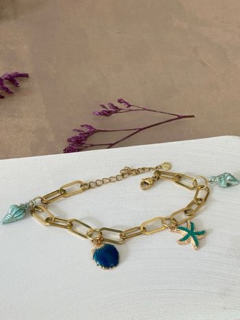 Bracelet en acier inoxydable avec pendentif style mer   